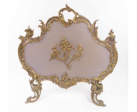 ROCOCCO STYLE FIREGUARD, with florid cast gilt metal surround, 69cm H x 73cm max.
