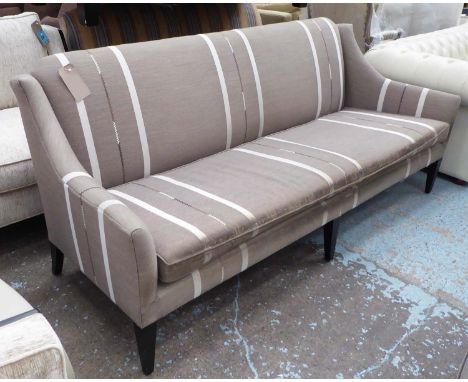 ANDREW MARTIN SOFA, in light brown striped upholstery on square tapering legs, 210cm L x 90cm H x 90cm W.