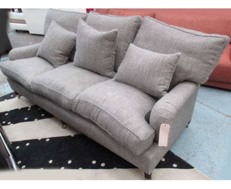 GEORGE SMITH SOFA, Howard style, in grey upholstery, 80cm x 250cm W. (label lacking)