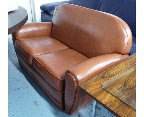 MADE.COM JAZZ CLUB SOFA, two seater, in cognac bi-cast leather, 140cm L.