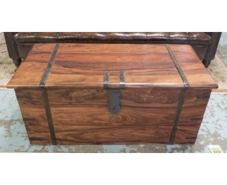 TRUNK, Takat design Asian hardwood with iron banding, 102cm x 48cm x 45cm H.