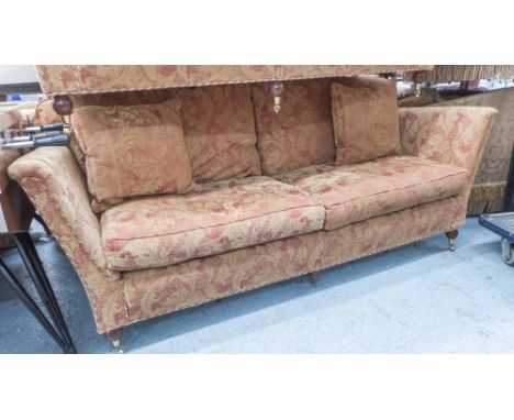 DURESTA SOFA model 'The Ruskin', in russet and gold patterned foliate fabric, cost c. £2800 new 220cm x 95cm x 92cm H.