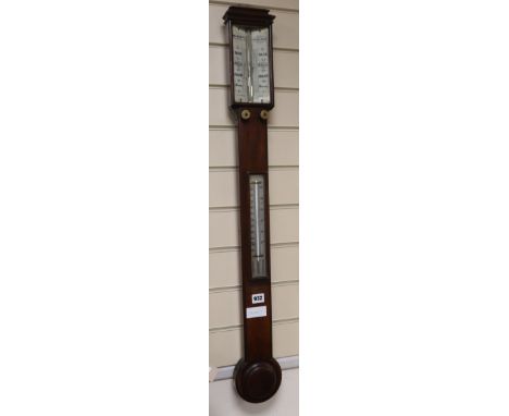 A Victorian rosewood stick barometer, Marratt, London Bridge H.96cm