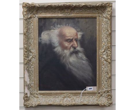 R. Lanzi, oil on canvas, Portrait of a bearded man, signed, 49 x 39cm