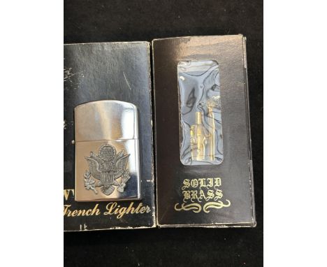 WWI Trench lighter in presentation case & 1 other 