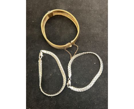 Gilt silver bangle together with 2 925 bracelets 