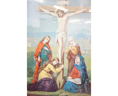 Early religious lithographic print 47 cm x 37 cm size including frame 
