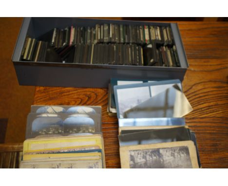 Large collection of magic lantern slides together with a collection of stereo viewing cards 