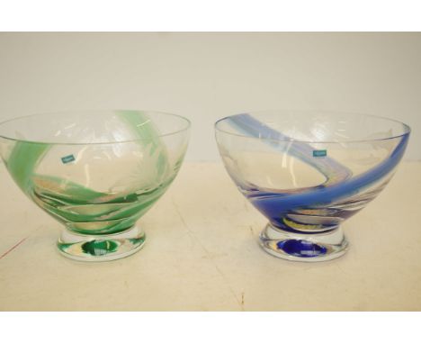 2x Art glass Caithness bowls 
