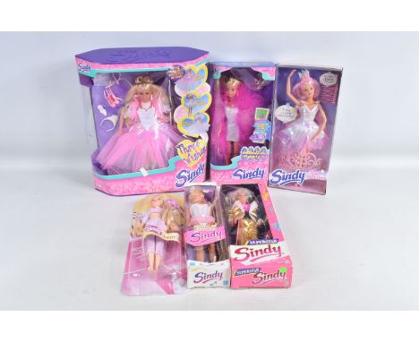 SIX BOXED COLLECTIBLE SINDY DOLLS, to include a Princess Sleepover 'Lilli', a 1989 Hasbro Ballerina Sindy no. H-15, a Hasbro 