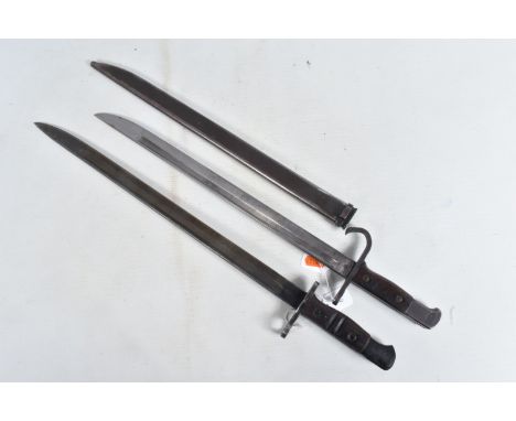 TWO BAYONETS, comprising a WWII era Japanese example with scabbard, stamped with the Kokura Arsenal mark, blade length 39.8cm