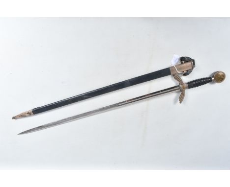 AN EARLY THIRD REICH LUFTWAFFE OFFICERS SWORD, by the maker David Malsch of Steinbach-Thur Germany, the scabbard is leather o