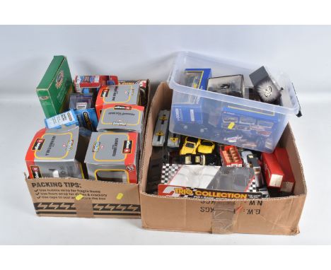 A LARGE QUANTITY OF BOXED AND LOOSE DIECAST MODEL VEHICLES, to include a boxed Corgi Classics Transit Van 'Omega Express', no