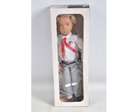 A BOXED TRENDON SASHA DOLL 'Gregor' in School uniform, No.314S, blonde hair, white shirt, red tie and grey trousers, appears 