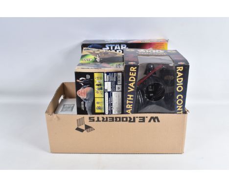 FIVE BOXED START WARS FIRGURES AND AIRCRAFTS, to include a Kenner Power of the Force Dewback and Sandtrooper, numbered 69743,
