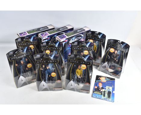 A COLLECTION OF BOXED BATTLESTAR GALACTICA AND STAR TREK FIGURES AND VEHICLES, to include three Battlestar Galactica vehicles