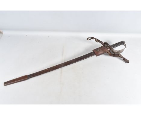 A VICTORIAN OR EDWARDIAN ARTILLERY DRESS SWORD MADE BY WILKINSON, the blade is highly decorated and also features a flaming b