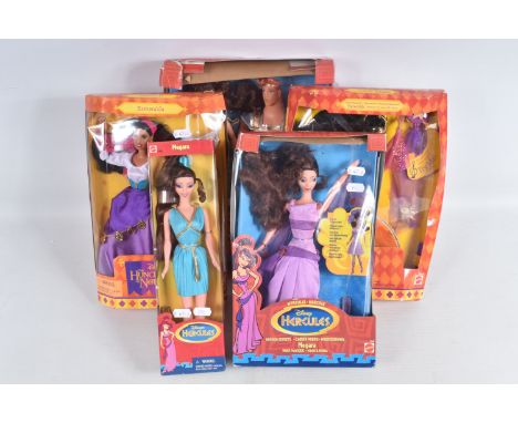THREE BOXED MATTEL DISNEY 'HERCULES' DOLLS, 'Legends of Love', 'Fashion Secrets' and 'Megara', with two boxed Mattel Disney '