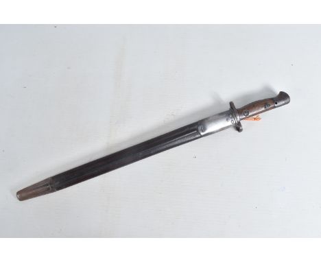 A WWI 1907 PATTERN LEE ENFIELD BARONET, the blade has a single fullered edge and the handle has wooden grips, the overall con