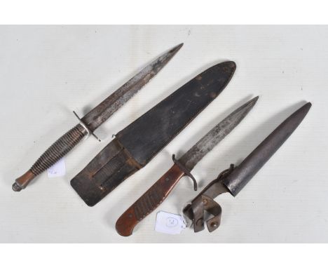 GERMAN WWI TRENCH KNIFE, &amp; A FAIRBAIRN SYKES FIGHTING KNIFE, the German Trench knife comes complete with a metal scabbard