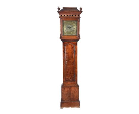 An oak cased longcase clock, second half 18th century and later, the eight-day bell striking movement with 12inch Roman Numer