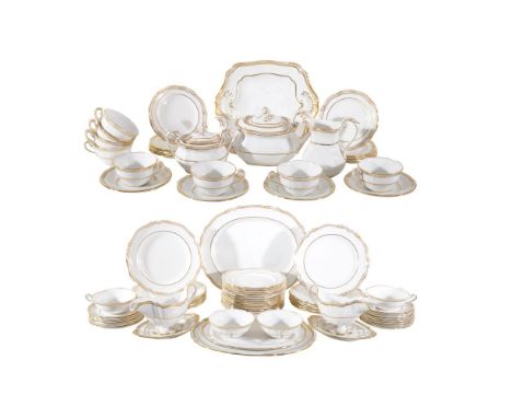 A modern Spode porcelain 'Sheffield' pattern part dinner and tea service, decorated in gilt; and fourteen Spode porcelain ‘Au