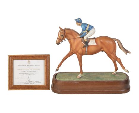 A Royal Worcester equestrian model of Grundy and Pat Eddery, no. 2 of 500 (with framed certificate), circa 1975, modelled by 