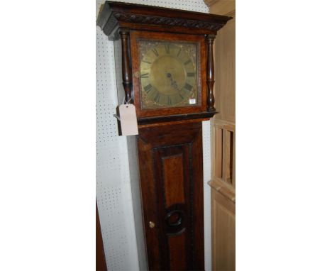 Samuel Coxall of Royston late 18th century longcase clock, the square brass dial (w.11") signed to the centre, having brass c