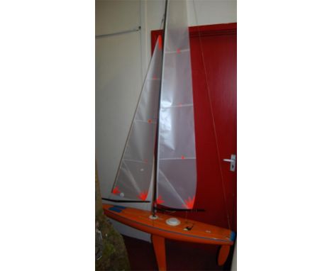 A scale model of a marble head racing yacht, 52" long and approx 9ft high