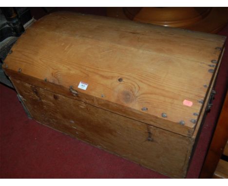 A Victorian pine dome top trunk