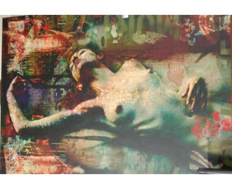 TRXTR - female nude collage, giclee print on canvas, inscribed and dated verso