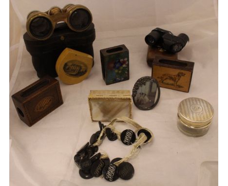 A collection of various objets de vertus relating to the Talbot de Malahide estate, including hip flask, dressing table jar, 