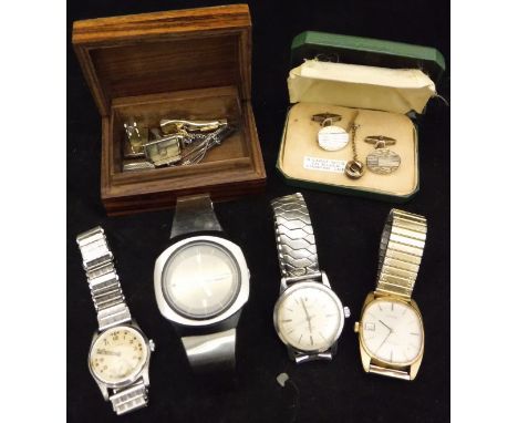 A bag containing a Citizens gents wrist watch, a Favre-Leuba wrist watch, a Cyma wrist watch and a Rotary wrist watch, togeth