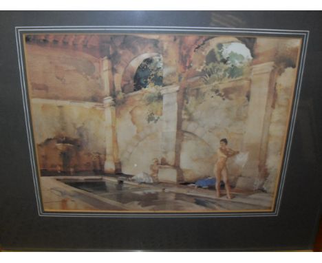 AFTER SIR WILLIAM RUSSELL FLINT "The bathers", colour print, together with AFTER SIR WILLIAM RUSSELL FLINT "Reclining nude", 