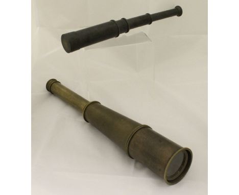 A replica 15" three draw telescope stamped "W. Ottway & Co., Ealing London 1915", together with a further replica 32" three d