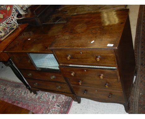A 19th Century mahogany chest of four drawers, together with a mahogany converted commode with two cupboard doors above two d