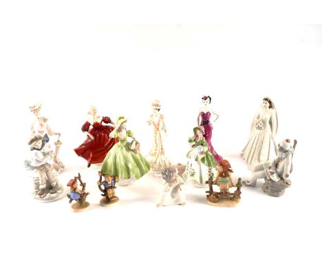 A collection of figures, including: Coalport; Royal Worcester; Nao; and others. (13)