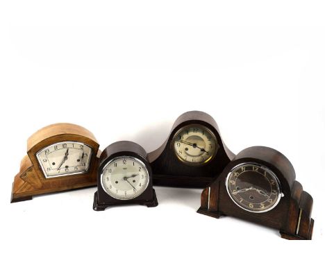 An Art Deco Smiths 'Enfield' Bakelite 8-day mantel clock, with silvered Arabic dial, and two train movement, with pendulum, t