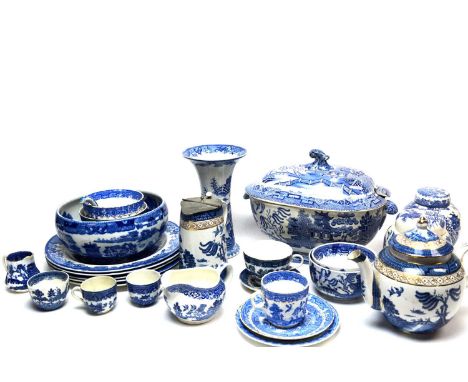 A selection of 'Willow' pattern ceramics, makers including: Booths; Sadler; and others; together with a selection of 19th Cen