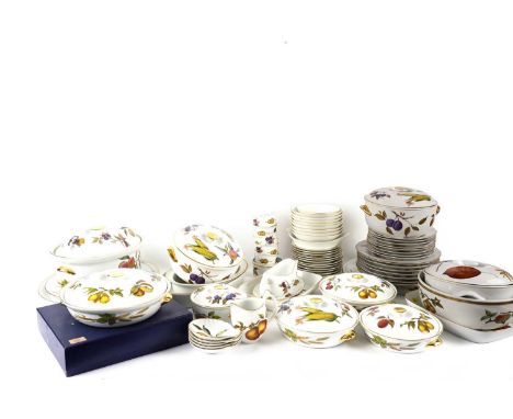 A Royal Worcester ‘Evesham’ part dinner service, items including: tureens and covers, a sauce boat and saucer, ramekins, dinn