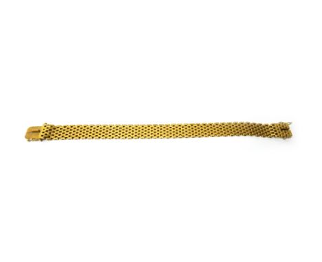 A Swedish gold bracelet, in a wide multiple link design, on a snap clasp, detailed 18 K, weight 41 gms.