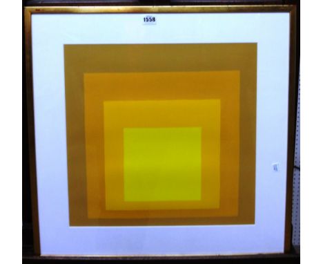 After Josef Albers, Departing in Yellow, 1964, colour lithograph, 43cm x 43cm.