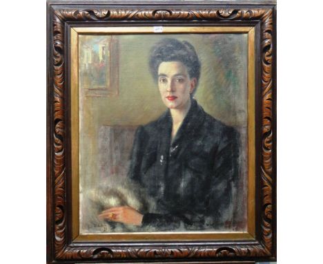 Gueri de Sautorio (20th century), Portrait of a lady, oil on canvas, signed and dated '48, 74.5cm x 63cm.