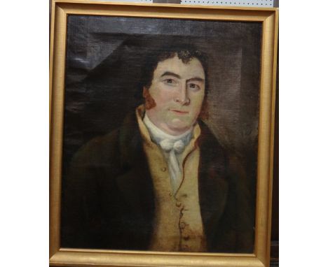 After George Morland, Self Portrait, oil on canvas, 60cm x 50cm.; together with a print after Morland and another by James Wa