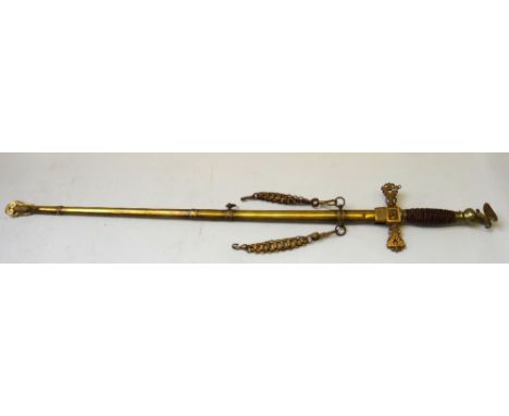 An American Fraternal sword, late 19th century, the double edged steel blade engraved 'Knights of the Golden Eagle' with make