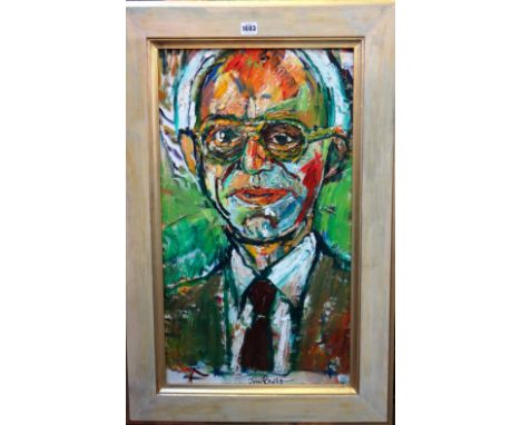 John Bratby (1928-1992), Portrait of John O'Sullivan, oil on canvas, signed, 69cm x 38cm. DDS