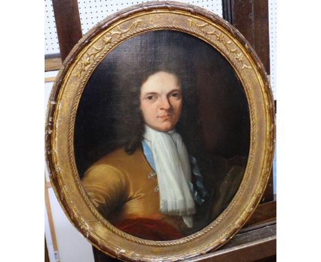 Circle of Pieter van de Werff (1665-1722), Portrait of a gentleman, oil on canvas, oval, 38cm x 32cm.
