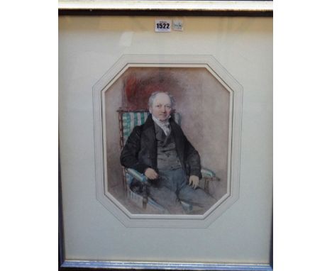 Octavius Oakley (1800-1867); Portrait of a gentleman seated in armchair, watercolour, signed and dated 1837, 31.5cm x 25cm. 