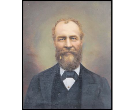 A 19th century English school oil on canvas portrait study painting of a gentleman. Unsigned, being set within a gilt frame. 