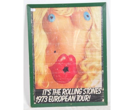 A framed and glazed original 1973 Rolling Stones European Tour poster